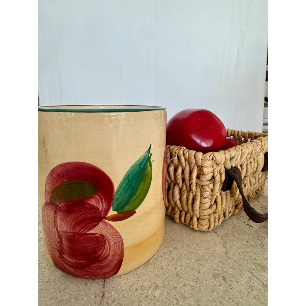 Certified International Apple Ceramic Crock Utensil Holder Made in Portugal 6"